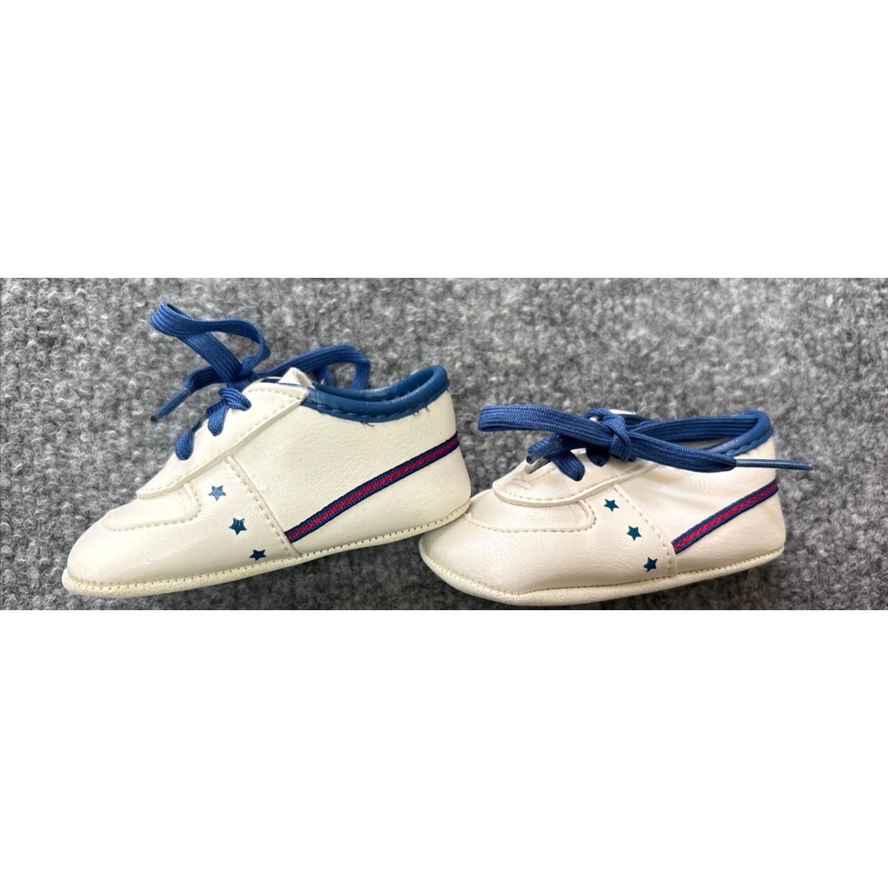 Wee Kids Vintage Infants Shoes Size 0 NEWBORN Boys 1990 Stars Made in USA Blue